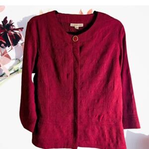 Coldwater Creek 14 red button down front hidden buttons long sleeve blazer.